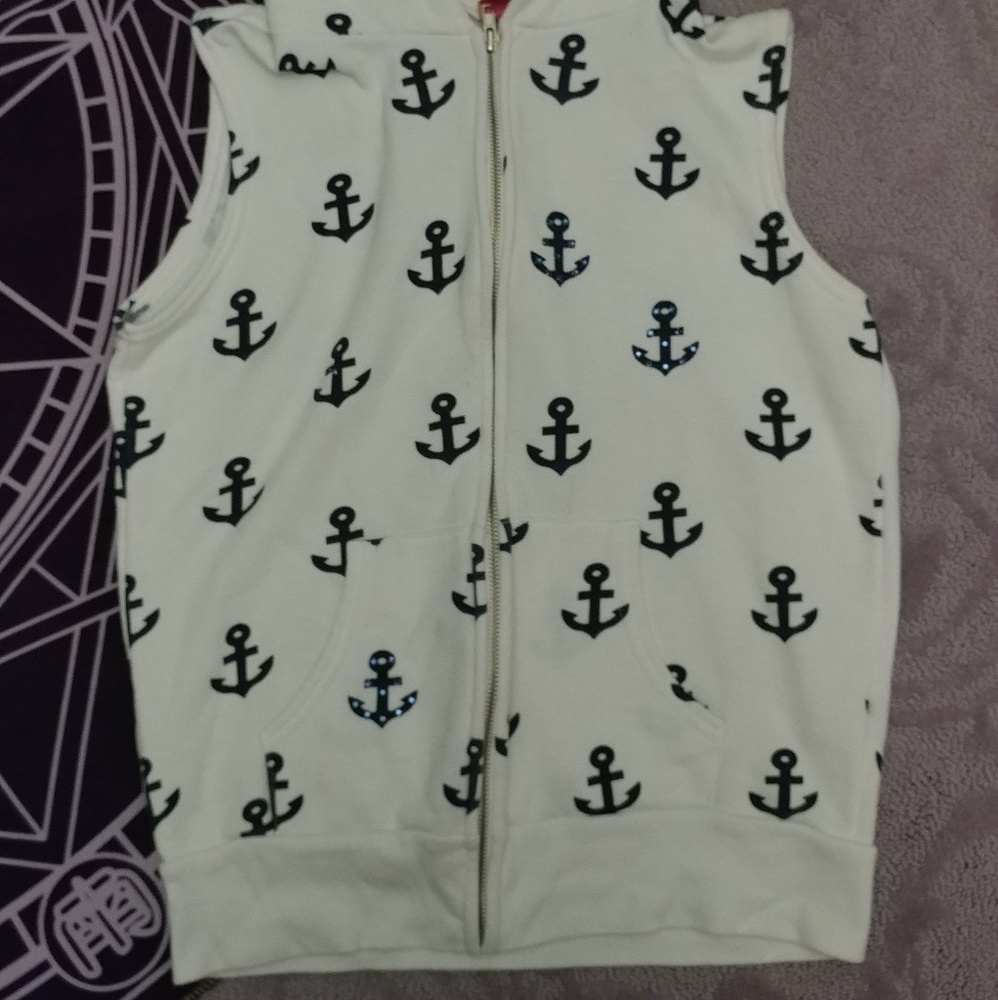 Primp Anchor Nautical L Size Zip Hoodie Vest